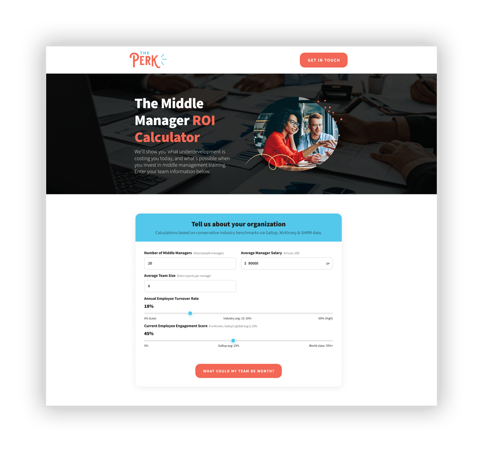 Middle Manager ROI Calculator Tool Screenshot